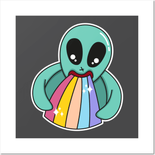 alien puking rainbow Posters and Art